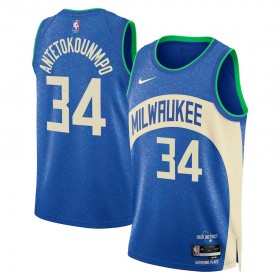NBA Mænd Trøje Milwaukee Bucks Giannis Antetokounmpo 2023-24 Nike City Edition Royal Swingman